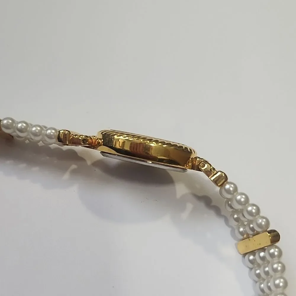 Vintage Gold Tone and Faux Pearl Women's Watch
